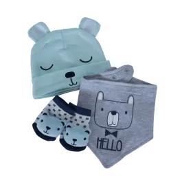 Buy the Hat, Bandana Bib & Sock Set 3 Piece Blue & Grey from Babies-R-Us Online | Babies R Us Online