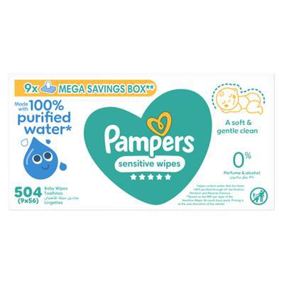Pampers Sensitive Wipes - 504 (9x56) - 100% Purified Water Wipes | Shop Today. Get it Tomorrow! | takealot.com