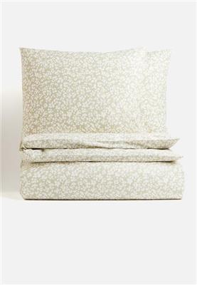 Double/king size cotton duvet cover set - light dusty green/floral - 1210216006 H&M Bedding | Superbalist.com