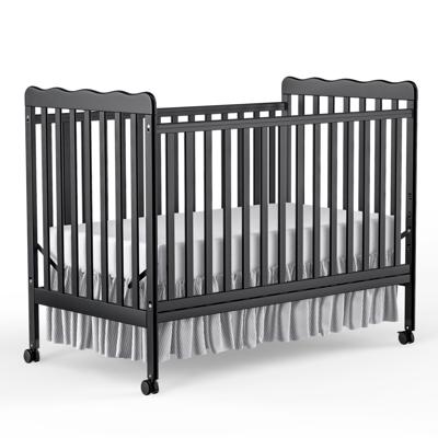 3-in-1 Adjustable Baby Convertible Crib, Toddler Bed, Pinewood with Locking Wheels, Teething Rail, Black - Walmart.com