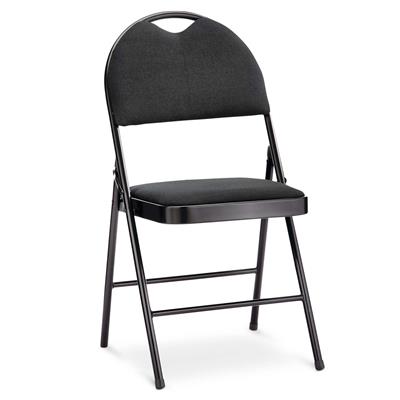 For Living Portable High-Back Upholstered & Padded Metal Folding Chair, Black