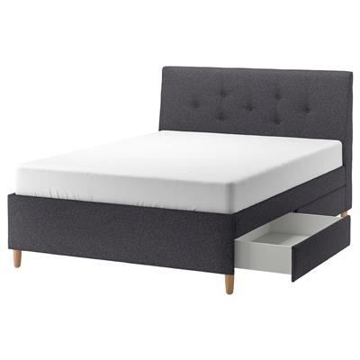 IDANÄS upholstered storage bed, Gunnared dark gray, Queen - IKEA CA