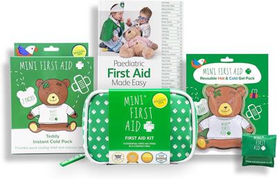 Mini First Aid Super Safety Bundle – Mini First Aid Kit (90 Items) - Hot & Cold Gel Pack, CPR Mask Keyring, Instant Cold Pack 2, & Paediatric First Ai