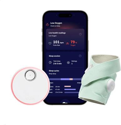 Owlet Dream Sock® - Smart Baby Monitor - Track Live Pulse (Heart) Rate, Oxygen in Infants - Mint : Amazon.co.uk: Baby Products
