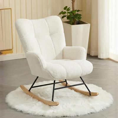 Alivio Teddy Rocking Chair for Nursery, Comfy Rocking Armchair with High Backrest - White