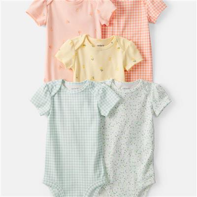 Baby Girl 5-Pack Fruit Multipack Bodysuits - Orange/Green/Yellow | Carter’s Oshkosh Canada
