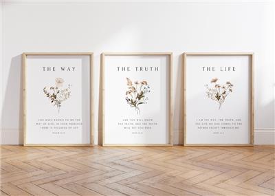 Christian Floral Wall Art Set of 3 | Bible Verse Posters | Isaiah 40:8 - Etsy Canada