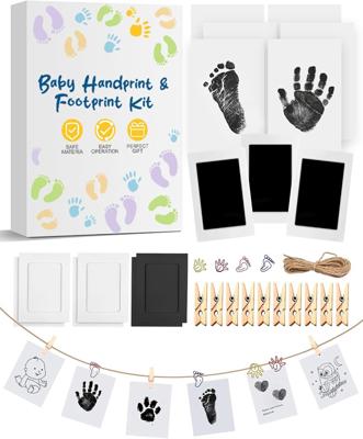 Baby Footprint Kit & Handprint Kit, 2 Inkless Ink Pads, 4 Photo Frames, 6 Imprint Cards, Safe Clean-Touch Ink for Baby Feet & Hands, Keepsake Gifts fo