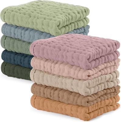 Comfy Cubs Muslin Cloths for Baby Pack of 10 - Soft 6-Layer Cotton for Delicate Skin - 25 x 25 cm Large Size - Absorbent, Durable, Gentle Wash Cloth f