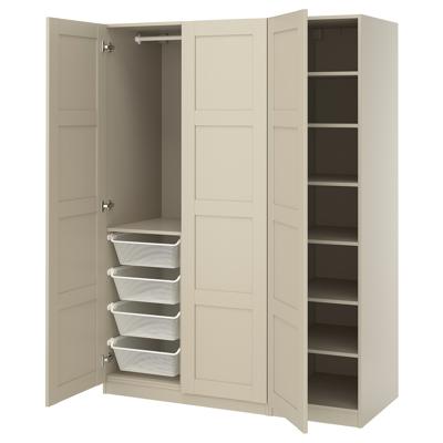PAX / BERGSBO wardrobe combination, grey-beige/grey-beige, 150x60x201 cm - IKEA UK