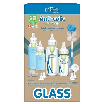 Amazon.com : Dr. Browns Anti-Colic Options  Narrow Glass Baby Bottle with Level 1 Slow Flow Nipple, BPA-Free, 8 oz/250 mL, 2-Pack : Baby