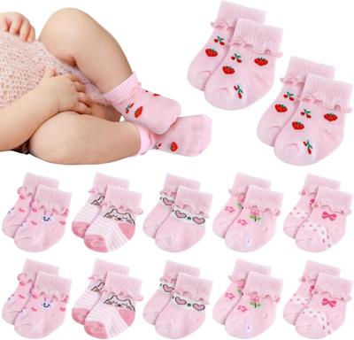 Amazon.com: Toulite 12 Pairs Preemie Newborn Baby Ankle Socks Ruffle Turn Cuff Cotton Non-slip Warm Socks for Girls and Boys Infant(Multicolored,Prema