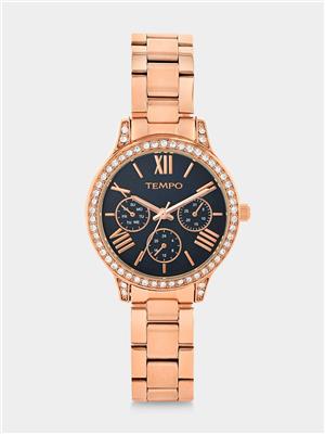 Tempo Rose Plated Grey Mother Of Pearl Dial Bracelet Watch | Bash