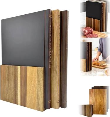 Book Chopping Boards, 3-Piece Acacia Wood Cutting Board Set with Stand, Cutting Board That Looks Like Books for Vegetables, Cheese, Bread & Meat, Deco