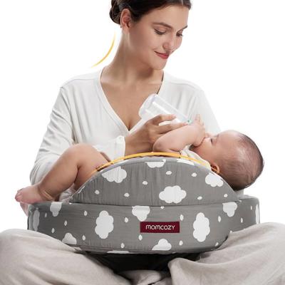 momcozy Memory Foam Nursing Pillow, Ergonomic Breastfeeding Cushion with Safety Fence, Wide Support & Adjustable Strap, Removable Velvet Cover, Grey :