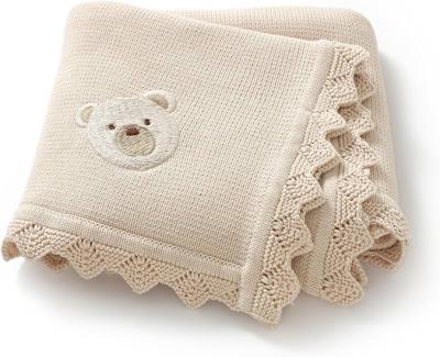 DovFanny Cotton Cellular Baby Blanket Knitted Soft Blanket for Newbron Baby Boy and Girls with Lovely Embroidery Bear : Amazon.co.uk: Baby Products