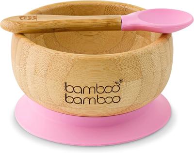 bamboo bamboo Baby Bowl and Spoon Set, Baby Bowls for Weaning, Baby Suction Bowl with Silicone Suction Ring, Toddler Bowls with Baby Spoon, Weaning Bo
