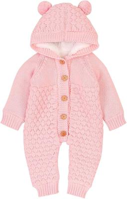 VICROAD Baby Hooded Knitted Rompers Newborn Girls Boys Onesies Warm Sweater Jumpsuit Outfits , 6-12 Months/73 cm, Pink : Amazon.co.uk: Fashion