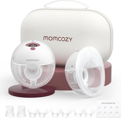 Momcozy M5 Hands Free Breast Pump, Wearable Pump of Baby Mouth Double-Sealed Flange with 3 Modes & 9 Levels, Electric & Portable Pump, 2 Count, Gray :