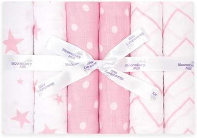Bloomsbury Mill - Muslin Cloths for Baby - Soft 100% Organic Cotton Muslin Squares - Baby Muslins Pack of 6 - Large Burp Cloths - Essentials For Newbo