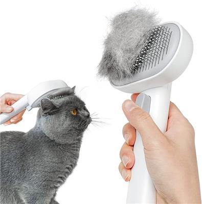 aumuca Cat Dog Brush with Release Button, Cat Grooming Comb for Long or Semi-Short Haired Cats, Pet Brush for Shedding Removing Loose Fur and Massage