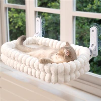 CheerPals Cat Window Bed, Soft Removable Reversible Cover Hammock, Foldable Cat Bed with Sturdy Steel Frame and Suction Cups, Holds up to 18kg : Amazo