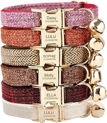 Personalized Cat Collar – Custom Engraved Name & Phone Number, Soft Adjustable Fabric, Secure Metal Buckle (Velvet) : Amazon.co.uk: Pet Supplies