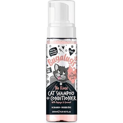 Bugalugs No Rinse Cat Shampoo & Conditioner with Baby Fresh Fragrance. Brush through, for cats and kittens. Foam action grooming dry shampoo kitten (2