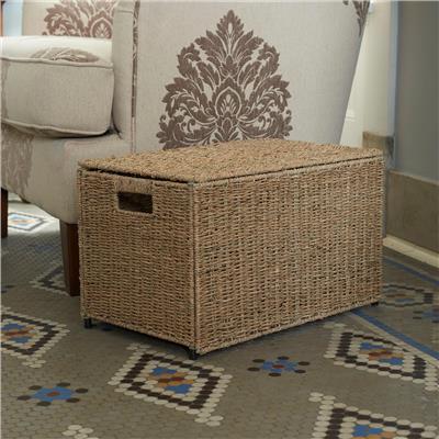 Household Essentials Decorative Seagrass Wicker Storage Chest