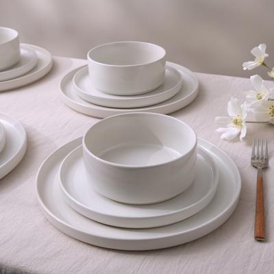 Famiware 12 Piece Dinnerware Set, Stoneware Plates and Bowls, White, Scratch Resistant, Microwave Safe - Walmart.com