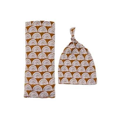 Little Sleepies Swaddle & Hat Set, Baby Swaddles Newborns, Soft Viscose from Bamboo Swaddle Blanket Wrap (Rust Rainbows)