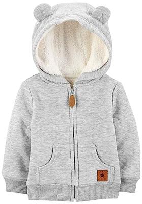 Simple Joys by Carters Baby Boys Hooded Sweater Jacket with Sherpa Lining Outerwear, grey, 3-6 Month