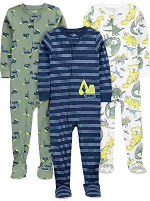 Simple Joys By Carters Boys Snug-fit Footed Cotton Pajamas Baby And Toddler Sleepers, Blue/Green Dino, 6-9 Months US