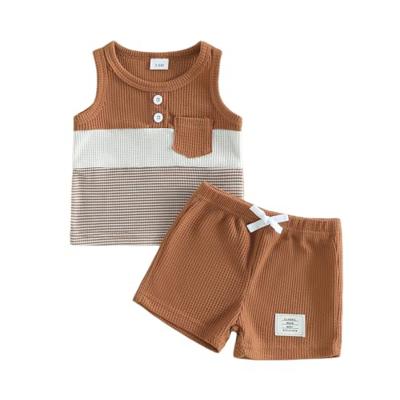 Thorn Tree Baby Boy Summer Clothes Contrast Color Sleeveless Tops Elastic Waist Shorts Toddler Outfits Cute Set