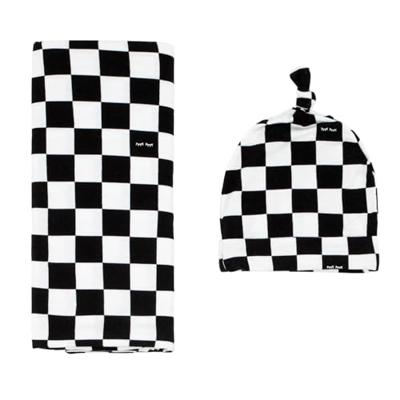 Little Sleepies Swaddle & Hat Set, Baby Swaddles Newborns, Soft Viscose from Bamboo Swaddle Blanket Wrap (Checks)