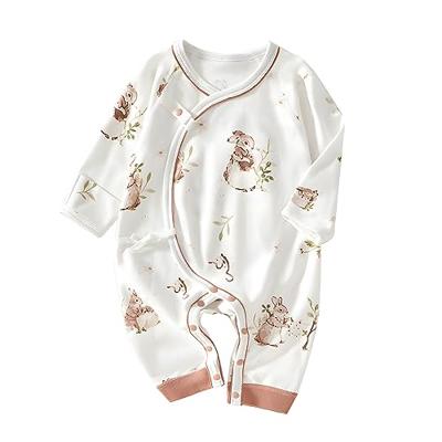 Cherie Kids 100% Organic Cotton Soft 0-6 Months Unisex Footless Newborn Baby Sleepers Pajamas Romper Boys Girls Long Sleeve