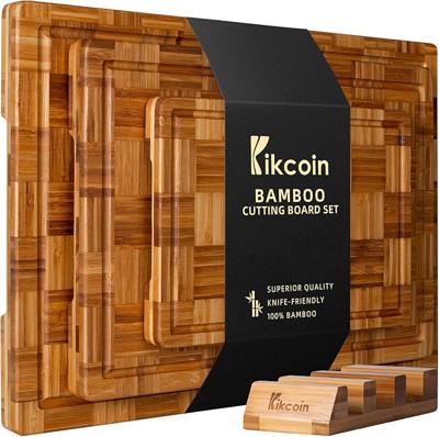 Amazon.com: Kikcoin Extra Large Bamboo Cutting Boards, (Set of 3) Chopping Boards with Juice Groove Bamboo Wood Cutting Board Set Butcher Block for Ki