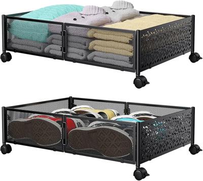 Amazon.com: Under Bed Storage Containers with Wheels, Under Bed Shoe Storage Organizer Drawer, Tool-free Assembly Metal Storage Containers for Bedroom