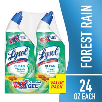 Lysol Toilet Bowl Cleaner Gel 24oz Pack of 2 for Disinfecting Stain Removal and Fresh Forest Rain Scent - Walmart.com
