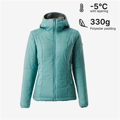 Buy WoMens Trekking Padded Jacket Hooded 5°C Turquoise Online | Decathlon