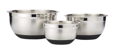 MASTER Chef Stainless Steel Mixing Bowl Set with Non-Slip Bottom, Assorted Sizes, 3-pc