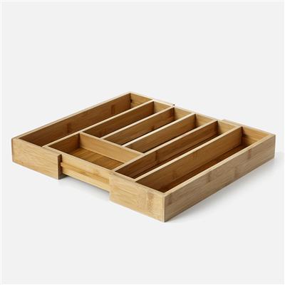 Expandable Bamboo Cutlery Tray - Natural Color