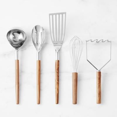 Olivewood Stainless-Steel Utensils Set of 5 | Williams Sonoma
