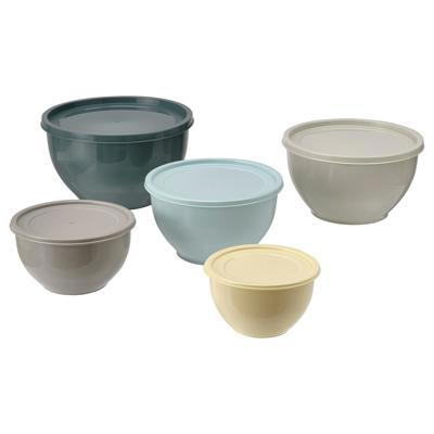 GARNITYREN bowl with lid, set of 5, mixed colors  - IKEA CA