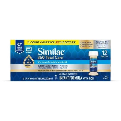 Similac 360 Total Care Non-GMO Ready to Feed Infant Formula Bottles - 2 fl oz Each/12ct : Target