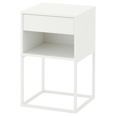VIKHAMMER Bedside table, white, 40x39 cm  - IKEA