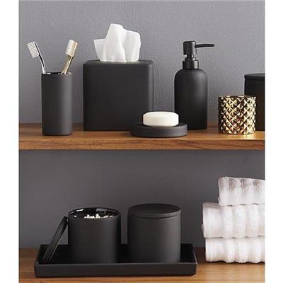 Rubber Coated Black Bath Accessories | CB2