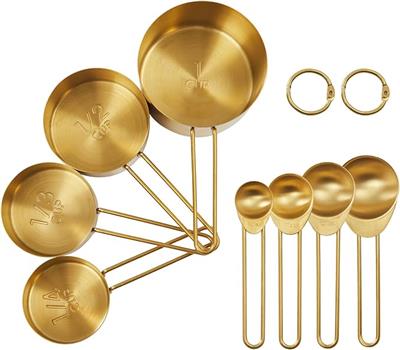 Amazon.com: Golden 304 Stainless Steel Measuring Cups and Spoons Set,8PCS Stackable & Long Handle Fi