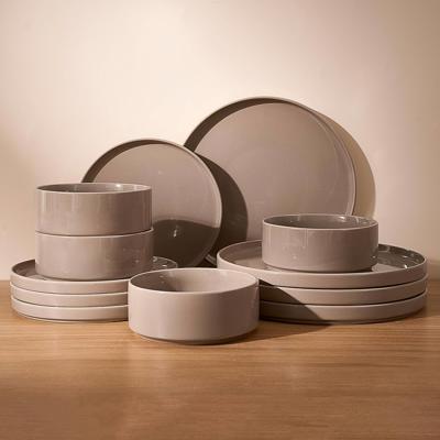 Amazon.com | Famiware Nebula Plates and Bowls, 12-Piece Dinnerware Set, White | Stoneware Dish Set f