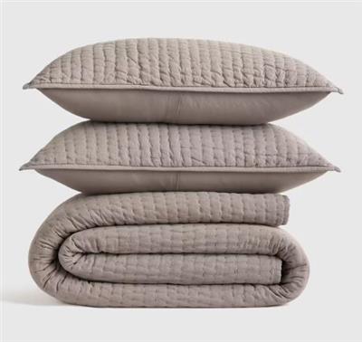 European Linen Cotton Stitch Quilt Set | Quince